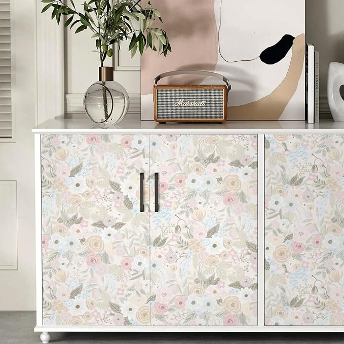 Ismoon Peel and Stick Wallpaper Floral Boho Pink Wallpaper Watercolor Leaf Flowers Contact Paper Removable Self-Adhesive Wall Paper for Bedroom Cabinets and Drawers Decor 17.3inx78.7in - Image 7