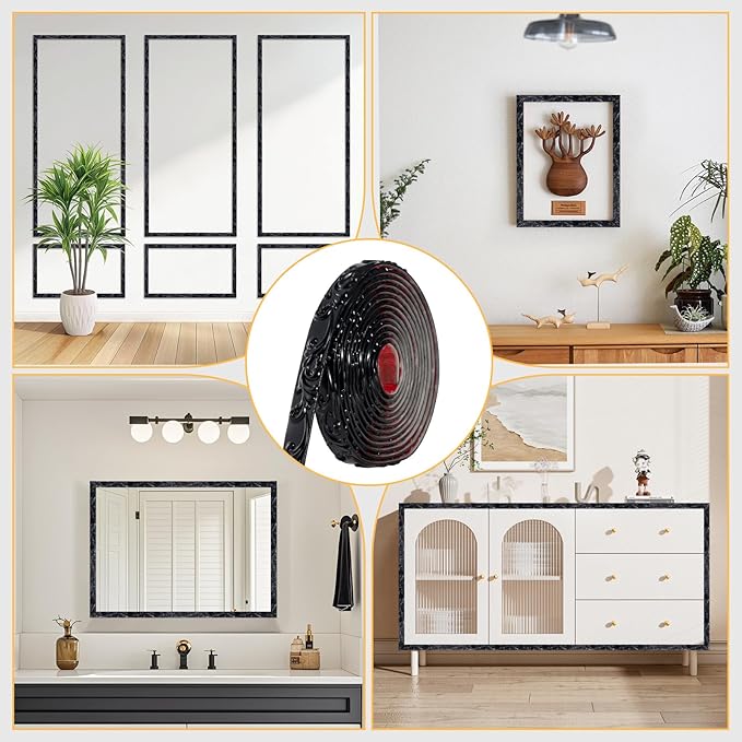 16.4FT x 1.02'' Black Peel and Stick Crown Molding Trim – Self-Adhesive Mirror Border & Cabinet Edge, Flexible Decorative Trim for Interior Use - Image 6