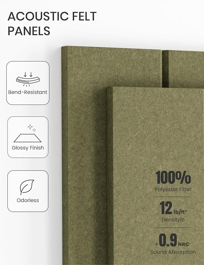 Fluxynara 36" x 24" Large Felt Bulletin Board, Olive Green | 6 Pack Cork Board Alternative with 30 Safe Adhesive Tabs, Felt Pin Boards for Wall Decor, Home, Office, Classroom, Dorm - Image 5