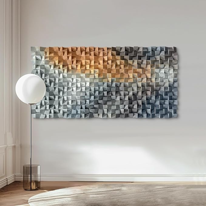 LIUZEYUE - Large wooden block artworks integrated into home living room walls, encountering a leisurely and romantic lifestyle atmosphere. Wooden decorations blend poetic space 23.6"x47.2" - Image 6