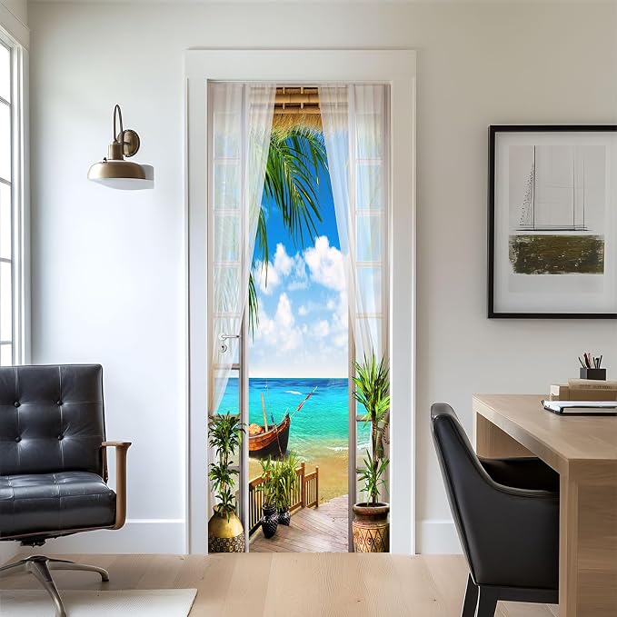 artfanke 3D Door Sticker Peel and Stick 33.5"x84.6" - Seascape Self-Adhesive Door Decal Wall Murals Wallpaper Waterproof for Home Bedroom Decor (2 Sheets/Set) by artfanke