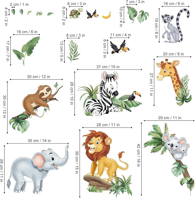 decalmile Jungle Animals Safari Elephant Lion Giraffe Wall Decals Stickers - Image 4