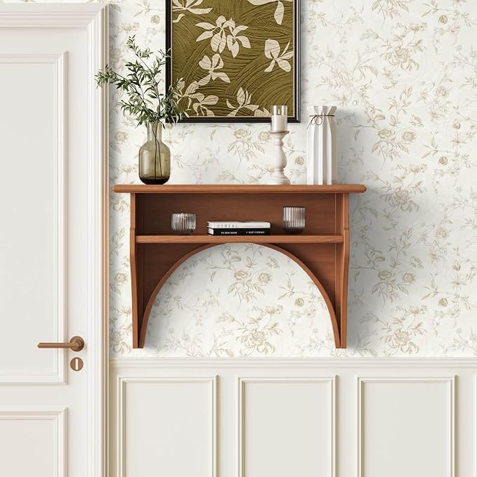 Ismoon Peel and Stick Wallpaper Floral Vintage Stick on Wall Paper Beige French Textured Contact Paper for Cabinet Removable Self Adhesive Wallpaper Vinyl Roll Shelf Deco, 17.3x78.7in - Image 7