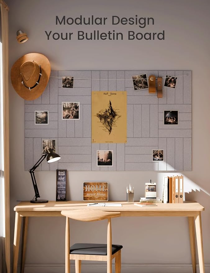 Fluxynara 48" x 36" Large Felt Bulletin Board, Soft Gray | 12 Pack Cork Board Alternative with 60 Safe Adhesive Tabs, Pin Boards for Wall Decor, Home, Office, Classroom,Dorm - Image 6