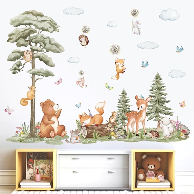 decalmile Forest Animals Tree Bear Deer Fox Wall Decals Stickers (XL) - Image 3