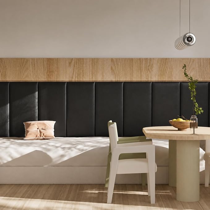 Anti Collision Wall Padding for Kids, Upholstered 3D Wall Panels | 12 Packs 7.8'' x 15.7'' Peel and Stick Headboard, Self Adhesive Wall Pads for Kids, Bedroom, Living Room, Black - Image 7