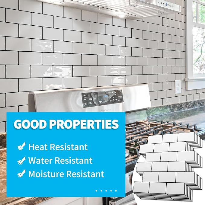 Art3d Subway Peel and Stick Backsplash, 10-Sheet, White with Black Grout - Image 4