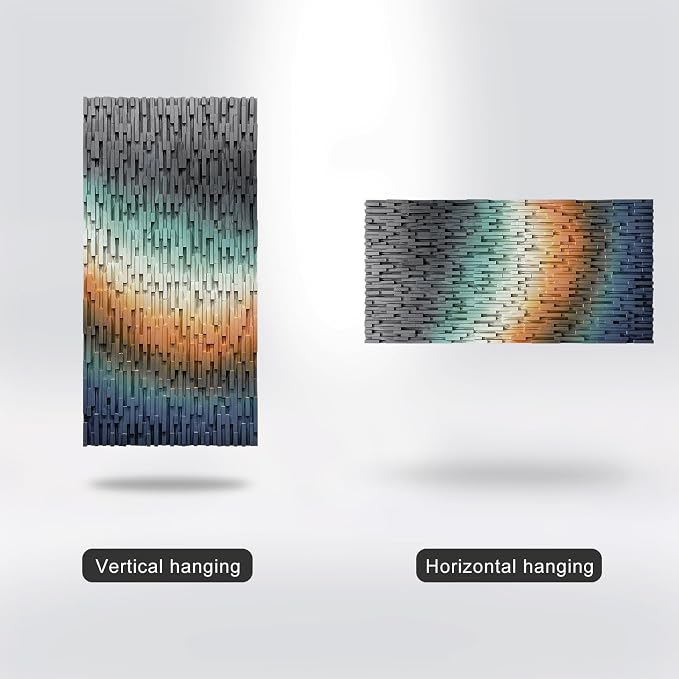 LIUZEYUE Vertical Textured Wood Wall Art, Linear Slat Relief, Wood Relief | blue textured wall art; charcoal and aqua, light-responsive relief; hotel corridor slim feature zone; 23.6 x 47.2 in - Image 5