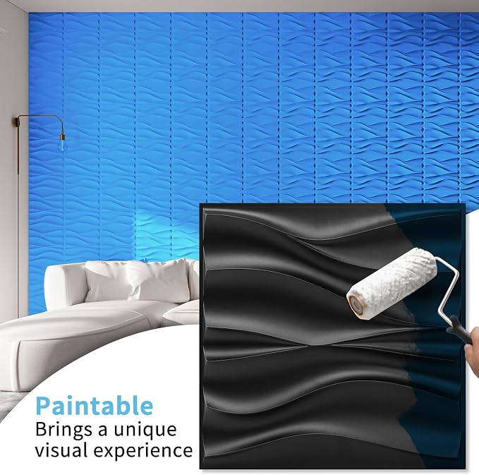 Art3d 20 Pack Decorative 3D Wall Panels, 19 Sq.Feet PVC Interior Wall Décor, 11.8"x11.8", Black - Image 3