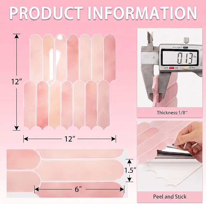 Arttown Peel and Stick 3D Wall Backsplash, 10-Sheet, 12" × 12" Coral Pink | Subway Tile Self Adhesive Thicker Design Wall Tiles Panel Wallpaper for Rental Housing Kitchen Bathroom Balcony - Image 3