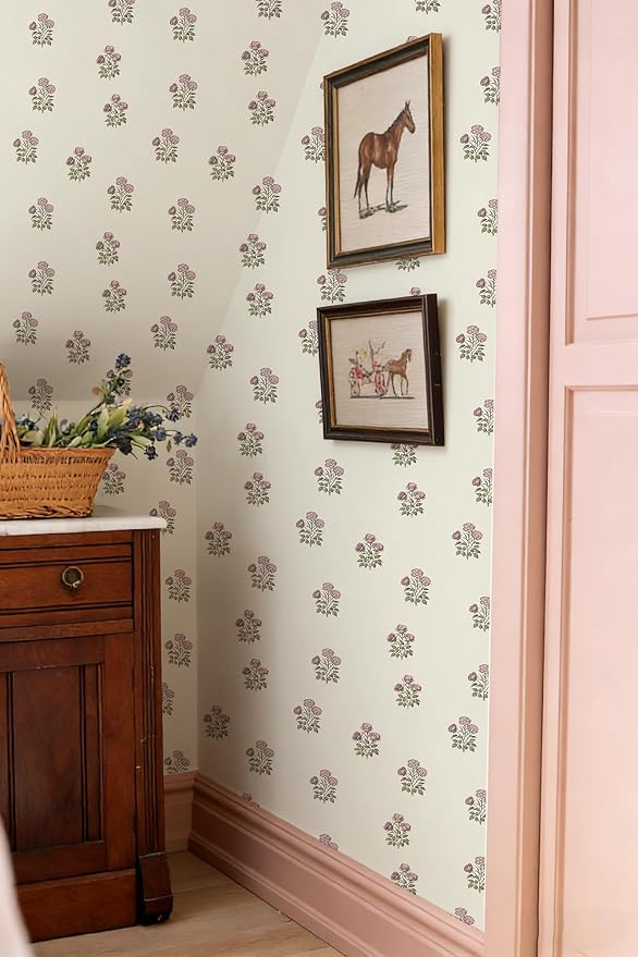 17.3" × 118.1" Vintage Floral Wallpaper Retro Rose Flower Contact Paper for Cabinets Self Adheisve Beige Floral Wallpaper for Bedroom Accent Wall Cabinets - Image 2