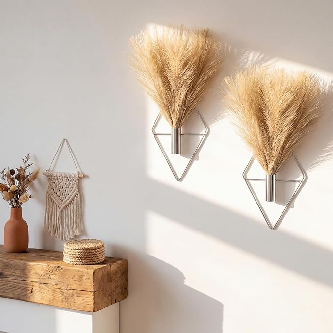 Canlierr 4 Pcs Wall Decor Hanging Planters, Pampas Grass, Silver by Canlierr