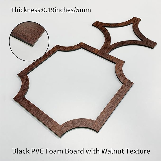 8PCS PVC Modular Decorative Fretwork Wall Panels for Living Room Lobby Bedroom, Star Lattice-Walnut Faux Walnut Wood Texture - Image 2