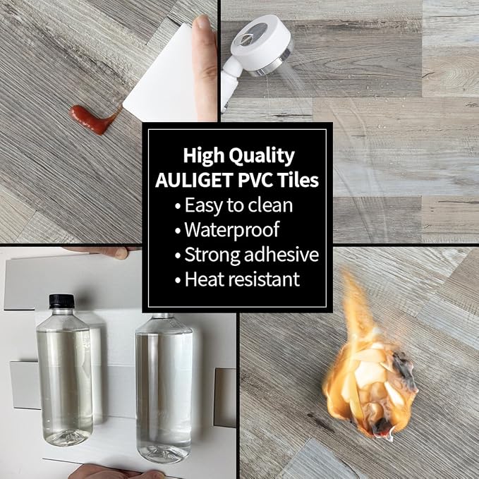 AULIGET 20-Piece Peel and Stick Backsplash Wall Tiles, 6" x 12" Vintage Wood PVC Faux Stone Stick on Tiles for Backsplash Kitchen - Image 6