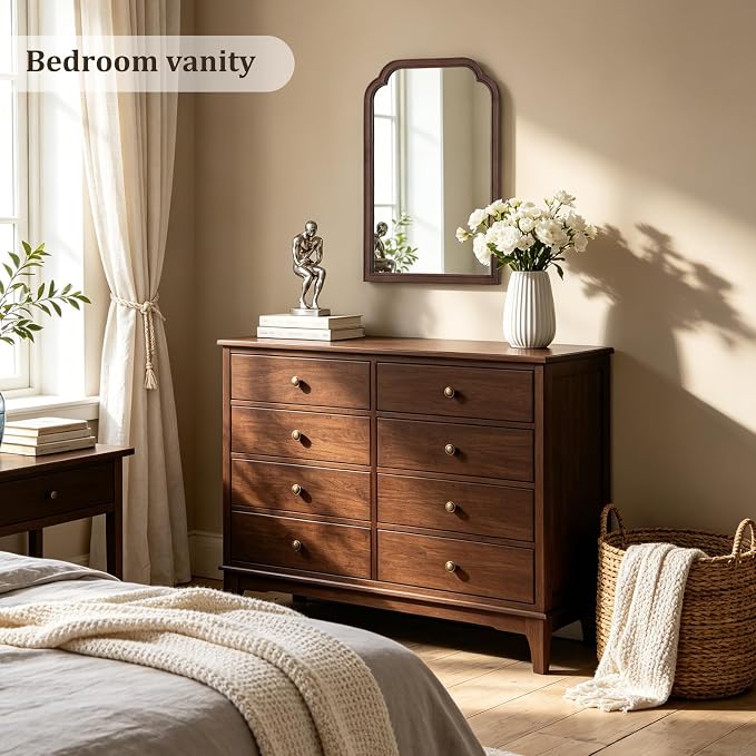 WallBeyond Wood Bathroom Mirrors for Wall Mounted, 20" x 30" Rustic Wood Frame Wall Mirrors Decorative for Living Room or Bedroom Vanity Mirror (Walnut) - Image 3