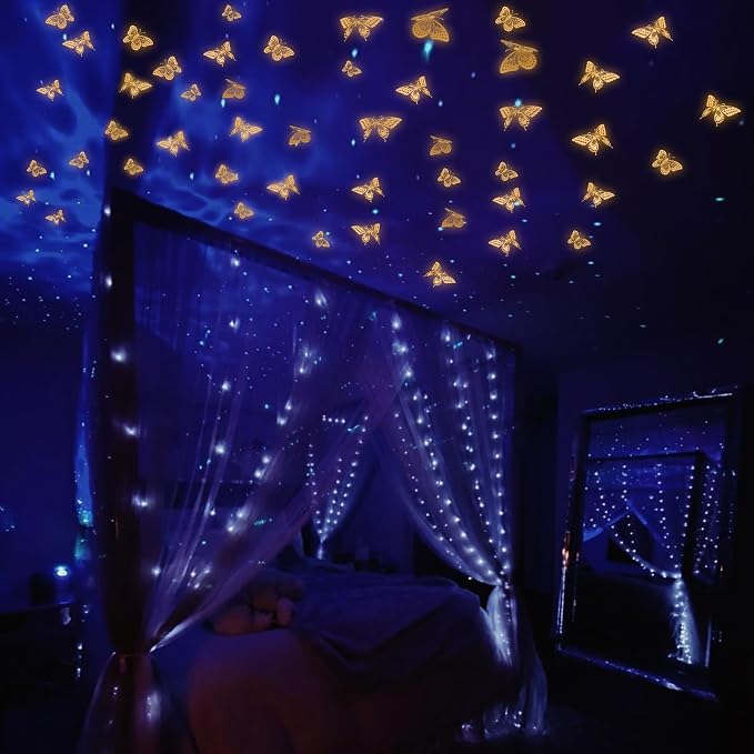 SAOROPEB Glow in The Dark 3D Butterfly 24 Pcs Orange Butterfly Stickers | 3 Sizes, Luminous Butterfly Stickers for Ceiling all, Glow in The Dark Party Supplies, Stickers for Kids Babys Nursery - Image 4