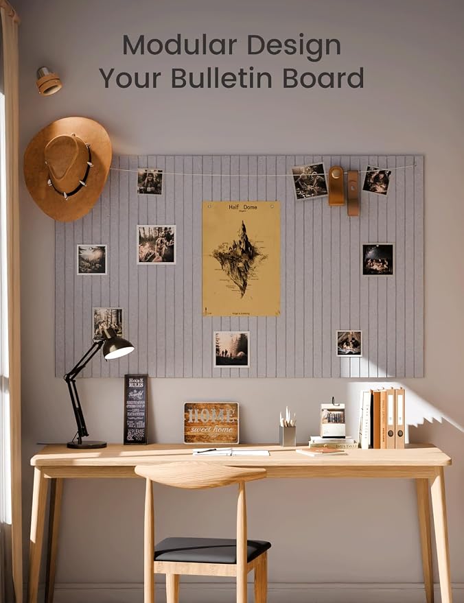 Fluxynara 48" x 36" Large Felt Bulletin Board, Soft Gray | 12 Pack Cork Board Alternative with 60 Safe Adhesive Tabs, Pin Boards for Wall Decor, Home, Office, Classroom,Dorm - Image 6