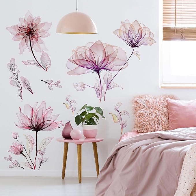 Watercolor Flowers Wall Decals - Removable Vinyl Peel & Stick Floral Wall Art for Girls Boys Nursery Bedroom Living Room Decor by Unknown
