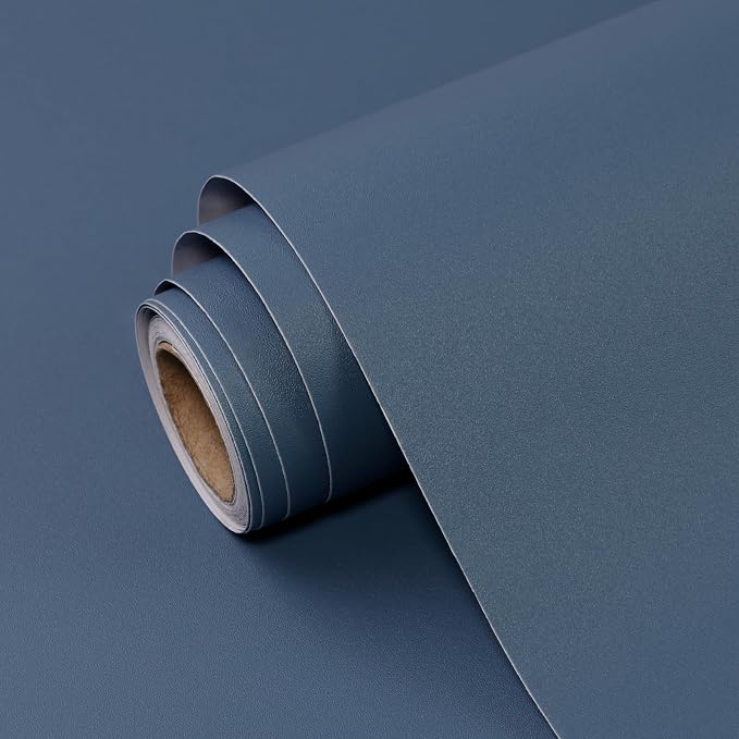 Navy Blue Peel and Stick Wallpaper Solid Blue Contact Paper A Set of 23.6"x236" Matte Self Adhesive Waterproof Vinyl Roll for Wall Coverings,Cabinets,Countertops,Bedroom,Kitchen by SOONAFTER