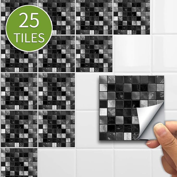 Alwayspon 25 Pcs Self-Adhesive Tile Transfer for Home Decor, Peel and Stick Decal, Water-Proof Backsplash Wall Sticker for Kitchen Bathroom, 4x4inch - Image 2