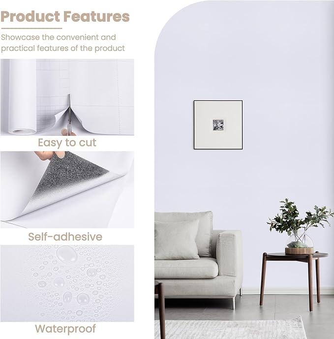 practicalWs 15.7 inch x118 inch White Contatc Paper Self-Adhesive | Removable Wallpaper Easy to Apply Peel and Stick Wallpaper Kitchen Countertop Cabinet Reform Decor Wall paper - Image 5
