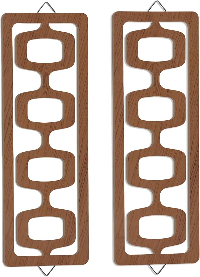 CroBlissful 2 Pcs Mid Century Modern Wall Art Wood Mid Century Elegance Decor Accents Abstract Wall Sculpture Geometric Panels for Interior Panel Art for Home Living Room(Brown) by CroBlissful
