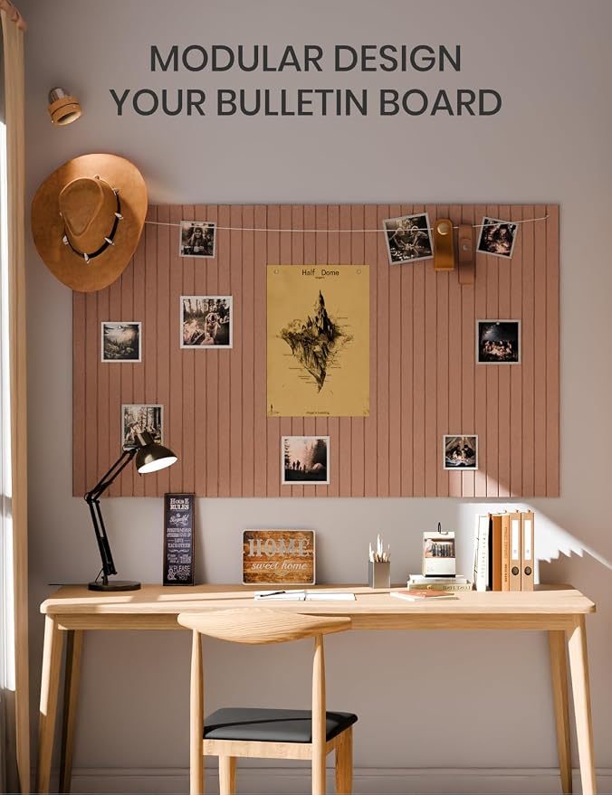 Fluxynara 36" x 24" Large Felt Bulletin Board, Terracotta | 6 Pack Cork Board Alternative with 30 Safe Adhesive Tabs, Pin Boards for Wall Decor, Home, Office, Classroom,Dorm - Image 6