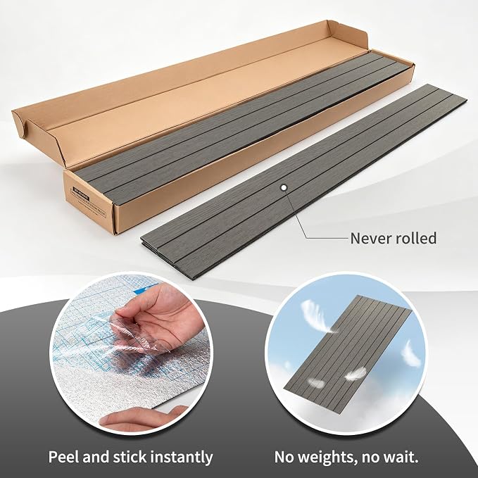AMZDEPOT Peel and Stick Wood Panels for Wall, 6 Pack, Gray Washed Oak | Self-Adhesive Slat Wall Panels, PVC Thick, 3D Wood Grain Wallpaper, for Walls and Ceilings, 48"x15.75", Packed in Long Boxes - Image 2