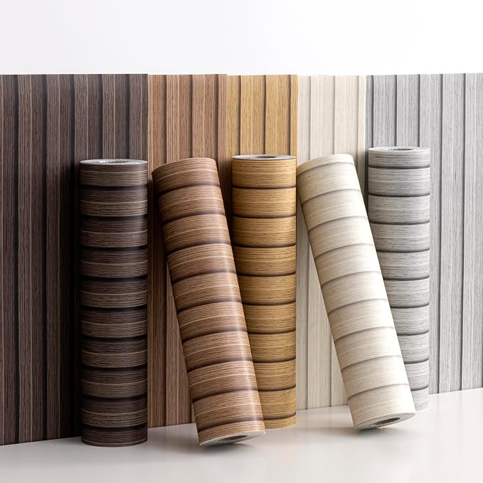 Haimin Wood Grain Slat Wall Panels Peel and Stick Faux Wood Thick Wallpaper | 118"x15.75" Waterproof PET & IXPE Foam Paneling Adhesive Smooth Beadboard Wallpaper Wall Covering Panels (Dark Brown) - Image 8