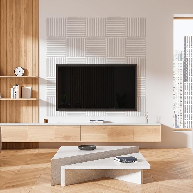 WADILE 30 Pack 3D Wall Panels Peel and Stick, 11.8"x11.8" Black PVC Decorative Wall Panels for Interior Wall Decor, Living Room, Bedroom, TV Background, Gaming Room, Home Wall Art, White - Image 6