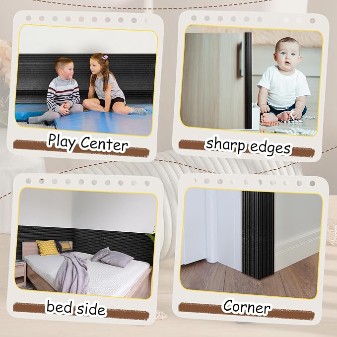 19.7 x 78.7 Inch Wall Padding for Kids, Black, 1 Roll | Anti Collision Wall Padding Padded Wall Panels 3D DIY Headboard for Autism Playroom Nursery Bedroom Living Room Corner Guards - Image 5