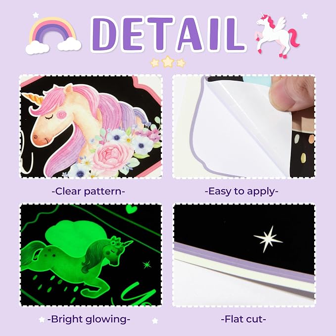 Glow in The Dark Stars Unicorn Wall Decals, Glowing Motivational Wall Art Inspirational Sticker, Peel and Stick Ceiling Decal for Girl's Room - Image 7