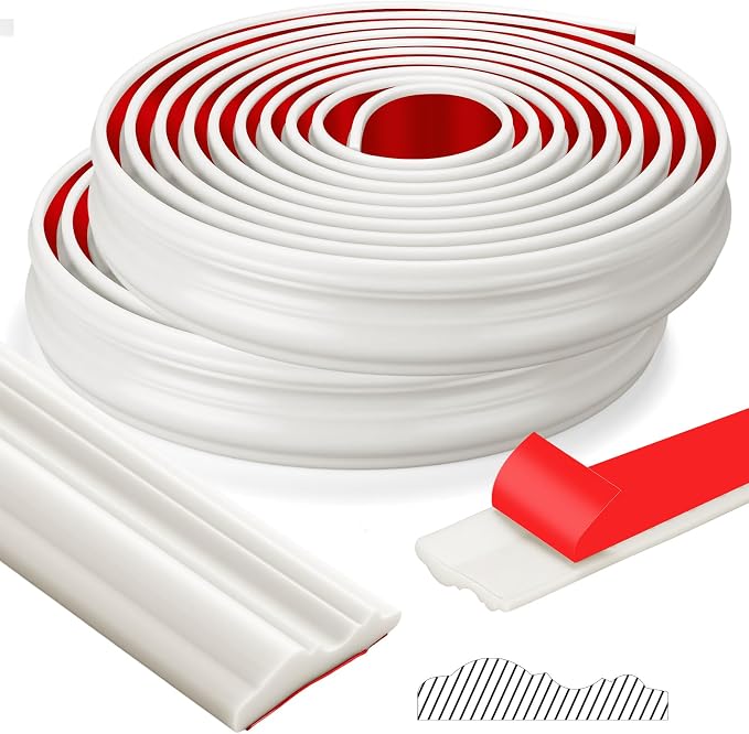 32.8ft x 2.36 Inch Flexible Peel and Stick Molding Trim for Wall, Baseboard, Backsplash, Tile Edge, Chair Rail, Mirror-self Adhesive Trim for Bathroom Wall Door Floor Corner Window, White by Innconee