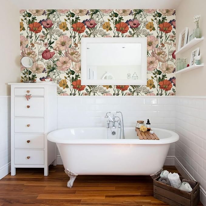 Orainege Floral Wallpaper Peel and Stick Vintage Floral Contact Paper | Green Leaf Contact Paper - Image 6