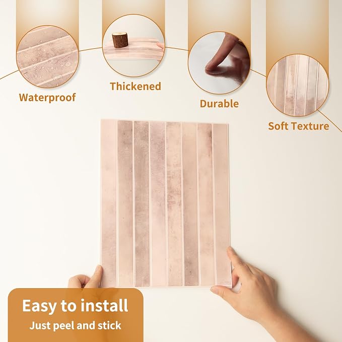 WOWSTAR 10-Sheet Thickened Peel and Stick Backsplash for Kitchen, Back Splashes Stick on Tile, Waterproof Wall Tiles, Yellow Jasper, 11.4in x 9in - Image 7