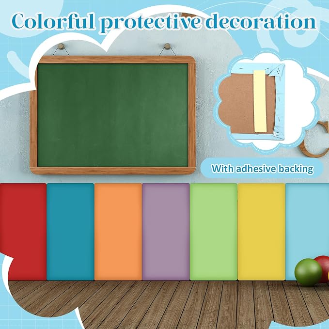 Hahafelt Wall Padding for Playroom Peel and Stick Headboard 3D Anti Collision Upholstered Wall Panels Self Adhesive Headboard(15.75" X 7.87" X 1.18",Rainbow Colors,8 Pack) - Image 4