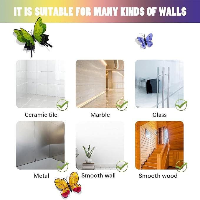 SAOROPEB 3D Butterfly Wall Decor, 24 Pcs Cottagecore Butterfly Decorations | Double Layer for Party Decorations Locker Decor Refrigerator Decal, Reusable - Image 8