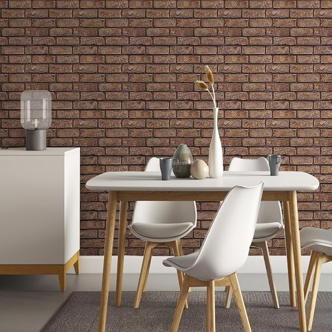 Commomy 3D Peel and Stick Brick Tiles 10 pcs 11.8" x 11.8" for Wall Decor | Small Size Thin PVC Faux Brick Wall Panels Brick Wallpaper for Kitchen Backsplash,Living Room,Fireplace(Covers 9.7 sq.ft) - Image 9