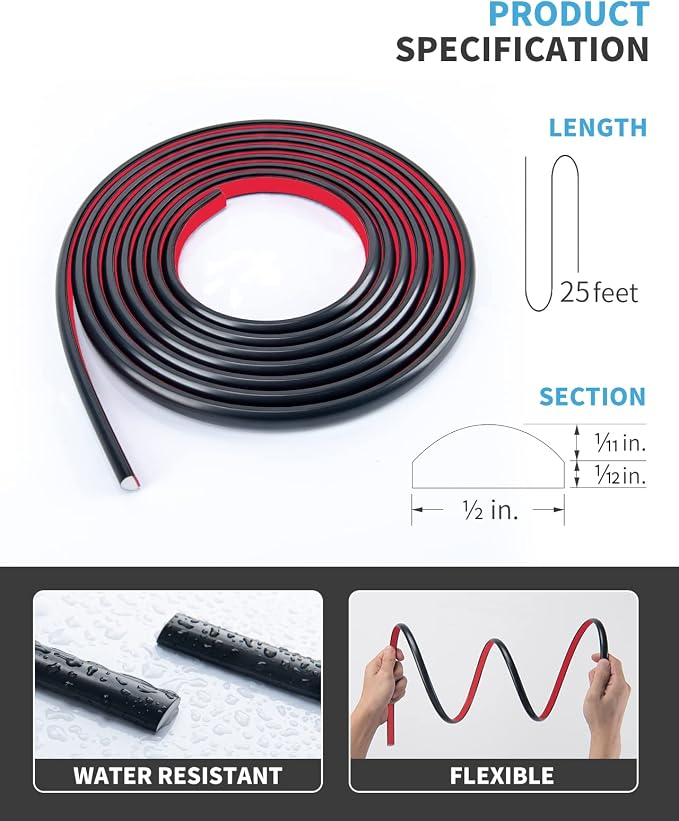 Art3d 25 ft Peel and Stick Tile Edge Trim, Backsplash Corner Decor, Black - Image 5