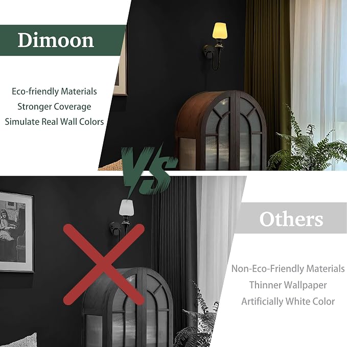 Dimoon 78.7''x17.7'' Black Peel and Stick Wallpaper Contact Paper Modern Self Adhesive Wall Paper Removable Renter Friendly Textured Solid Color Shelf Cabinet Vinyl Roll (78.7''x17.7'',Black) - Image 8