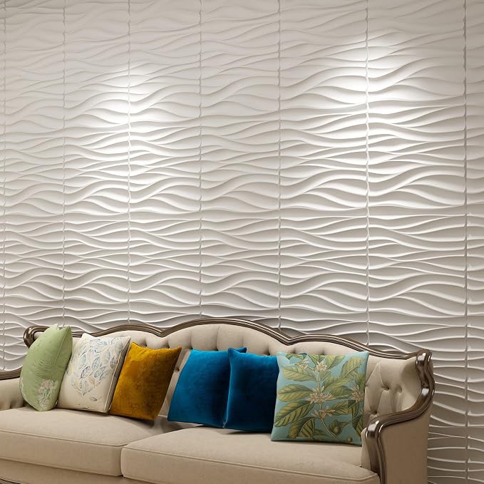 Art3d 19.7" x 19.7" (Pack of 12) Wall Panel Wavy, White - Image 3