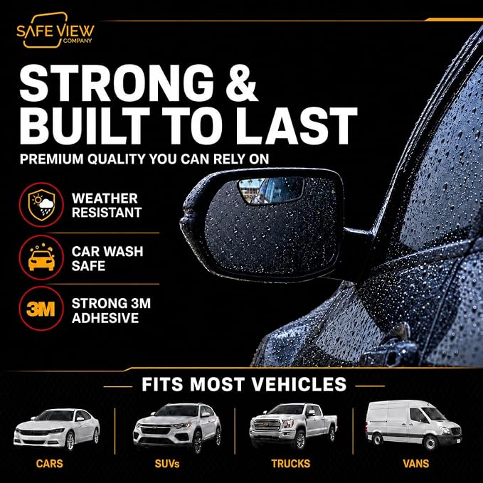 Safe View Wingman Blind Spot Mirrors – See More, Drive Safer – Real Convex Glass, Wide Angle Vision, Easy Peel & Stick, Durable Weatherproof Design - Image 3