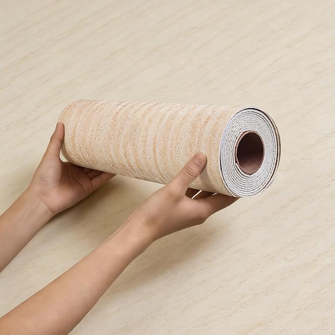 Peel and Stick 3D Wall Panels Warm Beige Faux Travertine Textured 15.7" x 118.1" PVC Self-Adhesive Waterproof Soundproof Removable Thick Wallpaper, Wall Covering for Home Decor Walls & Ceilings by HXHMH