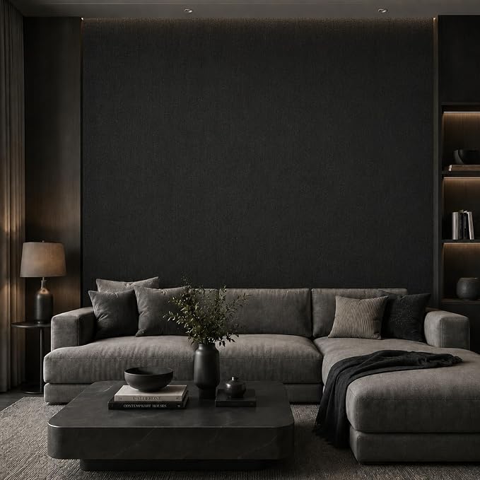 17.7"x 197" Peel and Stick Wallpaper Matte Black Contact Paper Self-Adhesive Removable Thick Waterproof Wallpaper Vinyl for Cabinets Countertops Furniture Kitchen Bathroom & Walls - Image 2