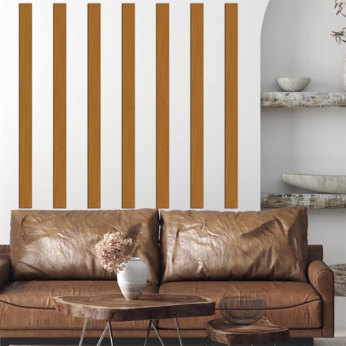 Rustic Wooden Wall Art Decor Striped Decoration Geometric Line Wall Sticker | Wood strips for wall, mid century modern decor, home art plaque, peel and stick, removable, for living room bedroom farmhouse - Image 8