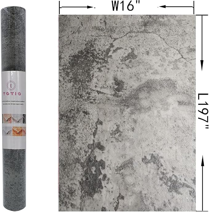 TOTIO Concrete Contact Paper for Cabinets Industrial Wallpaper Grey Cement Self Adhesive Countertop Peel Stick 16"x197" Matte 3D Textured Removable Vinyl Decorative Paper [Thicken] Desk Stickers - Image 7