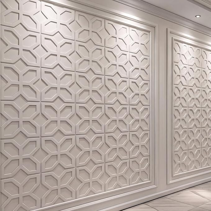 Yalikop 6 Pcs 3D 12 Inch Wall Panels Premade Wainscoting Kit, Cross Diamond | Large Art Decorative Molding Panel for Wall 12"w x 12"h x 0.3"p Moroccan Wall Art for Living Rooms, Offices Without Glue - Image 6