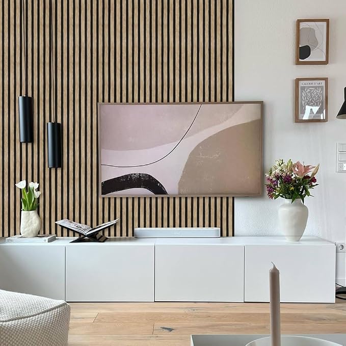 Arthome 17''x120'' Wood Slat Wallpaper,Peel and Stick Self Adhesive Wood Wallpaper PVC Vinyl Decorative Removable Wallpaper Waterproof Faux Wood Grating Stripe Contact Paper for Living Room Bedroom - Image 3