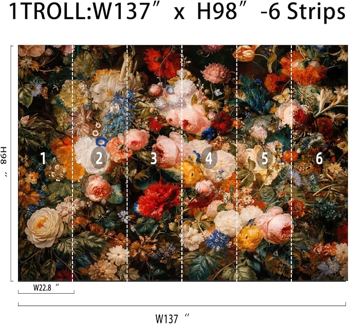 Oversized Flower Wall Murals Peel and Stick Canvas Wallpaper | Large Removable Flower Mural for Living Room Bedroom Office Home Decor and Accent Walls in Multiple Standard Sizes - Image 7