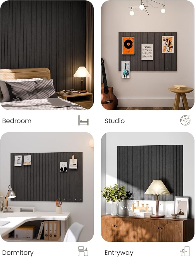 Fluxynara 36" x 24" Large Felt Bulletin Board, Charcoal Gray | 6 Pack Cork Board Alternative with 30 Safe Adhesive Tabs, Pin Boards for Wall Decor, Home, Office, Classroom,Dorm - Image 7